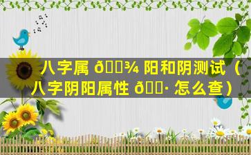 八字属 🌾 阳和阴测试（八字阴阳属性 🌷 怎么查）